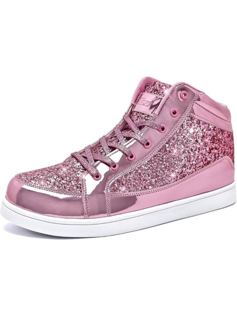 Igxx Men Pink High Top Bling Glitter Party Disco Retro Metallic Gold Sneakers